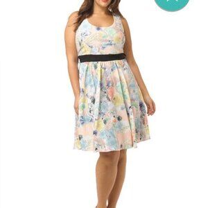 16 City Chic Peach Floral Cut Out Dress